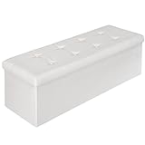 TecTake 110x38x38 cm Tabouret Pouf Cube Dé Pliable Pliant Coffre Cube Siège Boîte de Rangement - diverses Couleurs au Choix - (Blanc | no. 401823)