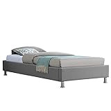 IDIMEX Lit futon Simple pour Adulte ou Enfant Nizza Couchage 90 x 190 cm 1 Place / 1 Personne, avec sommier et Pieds en métal chromé, revêtement en Tissu Gris