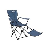 Homecall Chaise de camping pliable, avec repose-pieds et dossier réglable (Bleu)