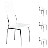 IDIMEX Lot de 4 chaises de Salle à Manger Doris piètement chromé revêtement synthétique Blanc