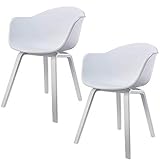 Romeo Lot de 2 chaises de salon, salle à manger, en polypropylène et bois de hêtre - Design rétro - Pour bureau, salon, cuisine, salon - Gris