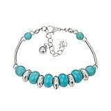 Bracelet réglable en turquoise - Unisexe - Bracelet de yoga - Bracelet en pierres précieuses bleues - Bracelet en pierre naturelle véritable - Gsl730, bleu, taille unique