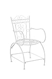 Chaise de Jardin en Fer Forgé Sheela - Design Romantique avec Dossier Accoudoirs et Repose-Pieds - Chaise de Terrasse en Fer avec de Belles, Couleur:Blanc