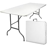 MaxxGarden Table Pliante - Table Pliante adaptée au Camping, à la Plage, aux fêtes, etc. - Système de Transport Pratique - 180-70-74cm - Couleur: Blanc
