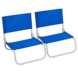 Seven Hose Lot de 2 chaises pliantes basses de plage Bleu 45 x 49,5 x 17,5 cm