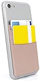 MyGadget Porte Cartes - Anti signaux RFID - Double Pochette adhésive élastique avec Rabat pour Smartphone - Wallet Universel pour Papiers/Clés en Rose Or
