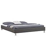 IDIMEX Lit futon Double pour Adulte Nizza avec sommier King Size 180 x 200 cm Couchage 2 Places / 2 Personnes, Pieds en métal chromé, revêtement synthétique Gris