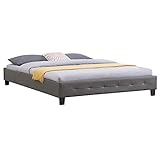 IDIMEX Lit Double futon pour Adulte Gomera avec sommier Queen Size 160 x 200 cm Couchage 2 Places / 2 Personnes, revêtement synthétique Gris