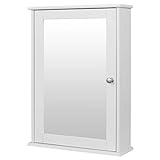 eSituro SBP0027 Armoire de Toilette avec Miroir Armoire Murale avec Porte,Blanc