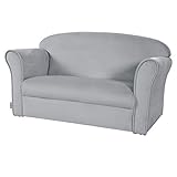 Roba Lil Sofa Canapé pour enfant avec accoudoirs pour garçons et filles, canapé confortable avec revêtement en velours gris argenté pour chambre d'enfant