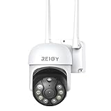 REIGY 3MP Caméra de Surveillance WiFi Extérieure PT 360 1296P IP Caméra de Sécurité sans Fil avec Détection de Mouvements Vision Nocturne en Couleur Audio Bidirectionnel Etanche IP66 Interieur