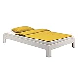 IDIMEX Lit futon Thomas Couchage Double 140 x 190 cm 2 Places / 2 Personnes, en pin Massif lasuré Blanc