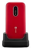 Doro 6820 4G Téléphone Portable à Clapet Débloqué pour Seniors avec Touches Numériques Parlantes, Caméra, Touche d'Assistance et Socle Chargeur [Version Française] (Rouge)