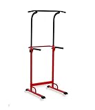 PullUp Fitness Barre de Traction Ajustable Station Musculation Dips Station Chaise Romaine (Rouge)