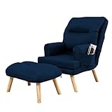 Grekpol - Fauteuil NEMO, fauteuil moderne pour salon, chambre à coucher avec réglage 5 niveaux, style scandinave (bleu foncé Monolithe 77)