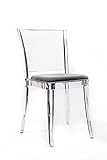 Lucienne 16C2000 - Lot de 6 chaises, transparent neutre, avec coussin en Trevira Kat, gris ardoise