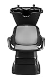DOMPEL Lave-tête inclinable CHAMP en polyester avec fauteuils - Chaise de coiffure barbères - Fabriqué en fonte - Modèle exclusif noir / gris