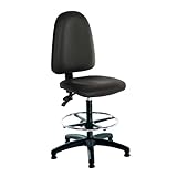 LAB SPACE - Mist 2 Chaise en vinyle capitonnée en vinyle noir – Chaise de bureau, chaise de laboratoire, chaise de banc, chaise de dessin