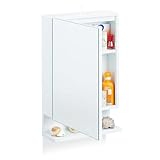 Relaxdays, Blanc Armoire de Toilette 1 Porte Miroir 3Tablettes Prise Courant Meuble Mural Placard SDB, 55x35x12 cm, HLP 55 x 35 x 12 cm