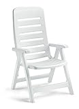 Ideapiu Fauteuil en résine blanche, fauteuil pliant d’extérieur, fauteuil en plastique réglable, fauteuil Quintilla