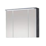 Stella Trading POOL Miroir salle de bain avec lumière LED en look béton, blanc - armoire de toilette moderne avec beaucoup d'espace de rangement - 80 x 69 x 20 cm