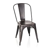 hjh OFFICE 645036 Chaise bistrot VANTAGGIO COMFORT Métal Noir/Or, Chaise au style industriel, empilable