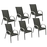 Happy Garden Lot de 6 chaises Marbella en textilène Gris - Aluminium Gris