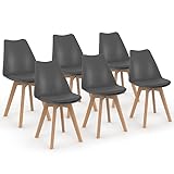IDMarket - Lot de 6 chaises scandinaves SARA Gris foncé pour Salle à Manger