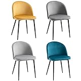 HOMCOM Chaises de Salle à Manger Design scandinave - Lot de 4 chaises - Pieds effilés métal Noir - Assise Dossier Ergonomique Velours Multicolore
