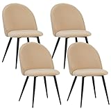 Albatros Capo Lot de 4 chaises de Salle à Manger avec Housse en Velours Beige - Design Vintage élégant - Housse en Velours - Chaise rembourrée certifiée SGS - Chaise de Cuisine Moderne