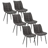 WOLTU 6 X Chaise de Salle à Manger Chaise Design Moderne Assise en Tissu Scientifique Bien rembourrée Cadre en métal,Gris Foncé BH247dgr-6