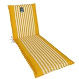 LILENO HOME Coussin pour chaise longue de jardin - 1 pièce - Chaise longue à roulettes - Rayures jaunes - Idéal pour chaise longue de plage - Rembourré - 190 x 60 x 6 cm - Malt