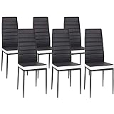 IZTOSS Lot de 6 chaises Romane Noires Bandeau Blanc pour Salle à Manger - livré en 2 à 4 Jours - France