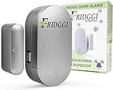 FRIDGGI - Petite Alarme de Porte congélateur et réfrigérateur, Alertes avec délais incrémental à 60, 120 et 180 Secondes, Carillon ou sirène 80 à 110 DB. (Gris)