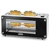 Cecotec Grill-pain VisionToast. Fenêtres en verre, Fente, 7 Niveaux pour Toaster, 3 Fonctions , 7 Positions, Capacité pour 2 tranches et 1260 W.