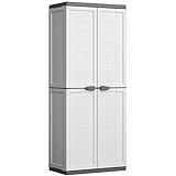 KETER | Armoire haute JOLLY, Blanc-Gris, Cabinets, 68x39x39x166 cm