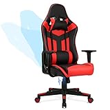 Acethrone Chaise Gaming Ergonomique et Pivotant à 360°, Chaise Gamer Confortable avec Dossier Inclinable de 90° à 155°, Hauteur du Chaise de Jeu Réglables(Rouge Noir)
