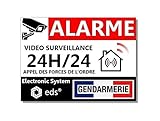 Lot de 8 Autocollants Dissuasifs « Alarme Vidéo Surveillance » Anti cambriolage pour Maison Immeuble Commerce Garage. Stickers Vidéo Surveillance de Qualité Professionnelle (Gendarmerie)