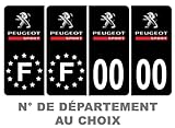 HADEXIA Pack 2 Paires Autocollant Stickers Plaque d'immatriculation Prenium Peugeot Sport Noir - Numéro Personnalisé