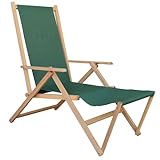 Chaise longue de plage en bois pliable avec repose-pieds inclinable 2 positions (Inta Unita Vert)