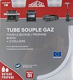 Home Gaz - 164723 Tube Butane/Propane 1 m - 2 Colliers Fournis - Blanc - ø6x12