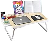 Cooper Mega Table [Table de Lit XXL] Plateau de lit Pliant, Table lit Ordinateur Portable | Tiroir, Support, Espace pour Les Jambes (Chêne Blanc)