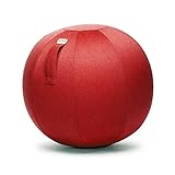 VLUV Ballon-siège LEIV, siège Ergonomique pour Le Bureau et la Maison, Couleur: Ruby (Rouge Rubis), Ø 70cm - 75cm, Tissu d’ameublement, Robuste et indéformable avec Une poignée de Transport