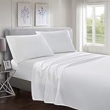 Yorkshire Bedding – Drap plat en 100 % coton égyptien de qualité hôtelière, 200 fils/cm², blanc, taille lit king size (270 cm x 298 cm)