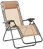 Amazon Basics Chaise de camping pliable zéro gravité, 90 x 65 x 110 cm, Beige