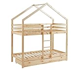 BAÏTA Lit cabane superposé Enfant avec tiroir - 90 x 190cm