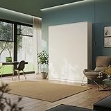 Armoire Lit escamotable 160x200cm avec Coussin tête de lit Gris Blanc Vertical Lit Rabattable Lit Mural Classic