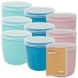 Codil Assortiment de 9 boîtes rondes hautes réutilisables en plastique sans BPA avec couvercle compatibles lave-vaisselle, congélateur et micro-ondes Rose/vert/bleu 1 l