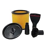 Kit filtre pour Parkside PNTS 1500 A1 B2 B3 C4  comprenant 5 pièces: un filtre plissé, un couvercle, un réducteur, une buse tapis, un pinceau ventouse, une buse aspirateur