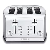 KRUPS KH734D Breakfast Set 4-Slice Toaster with Brushed and Chrome Stainless Steel Housing, Silver by Groupe SEB